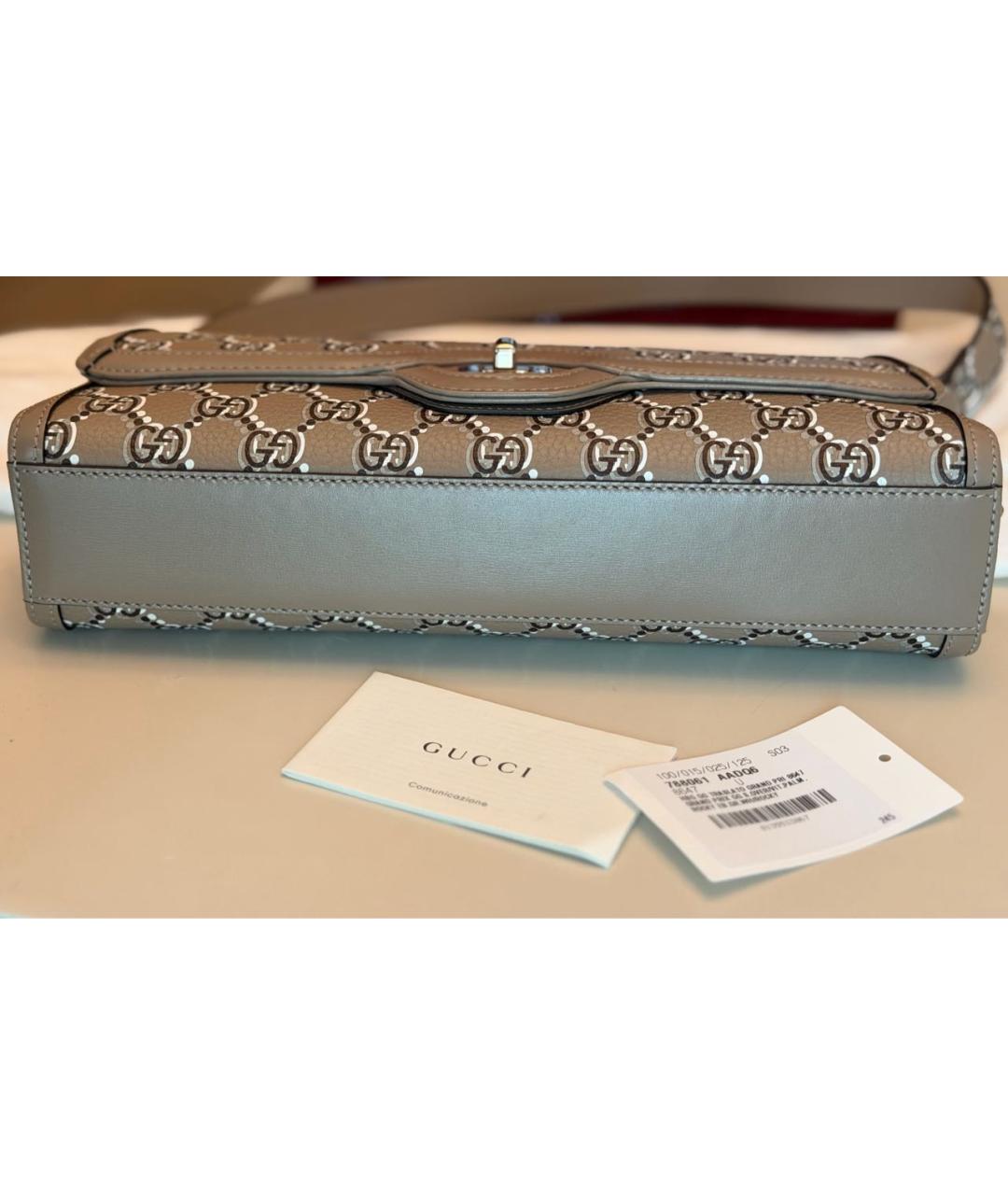 GUCCI Бежевая кожаная сумка с короткими ручками, фото 6