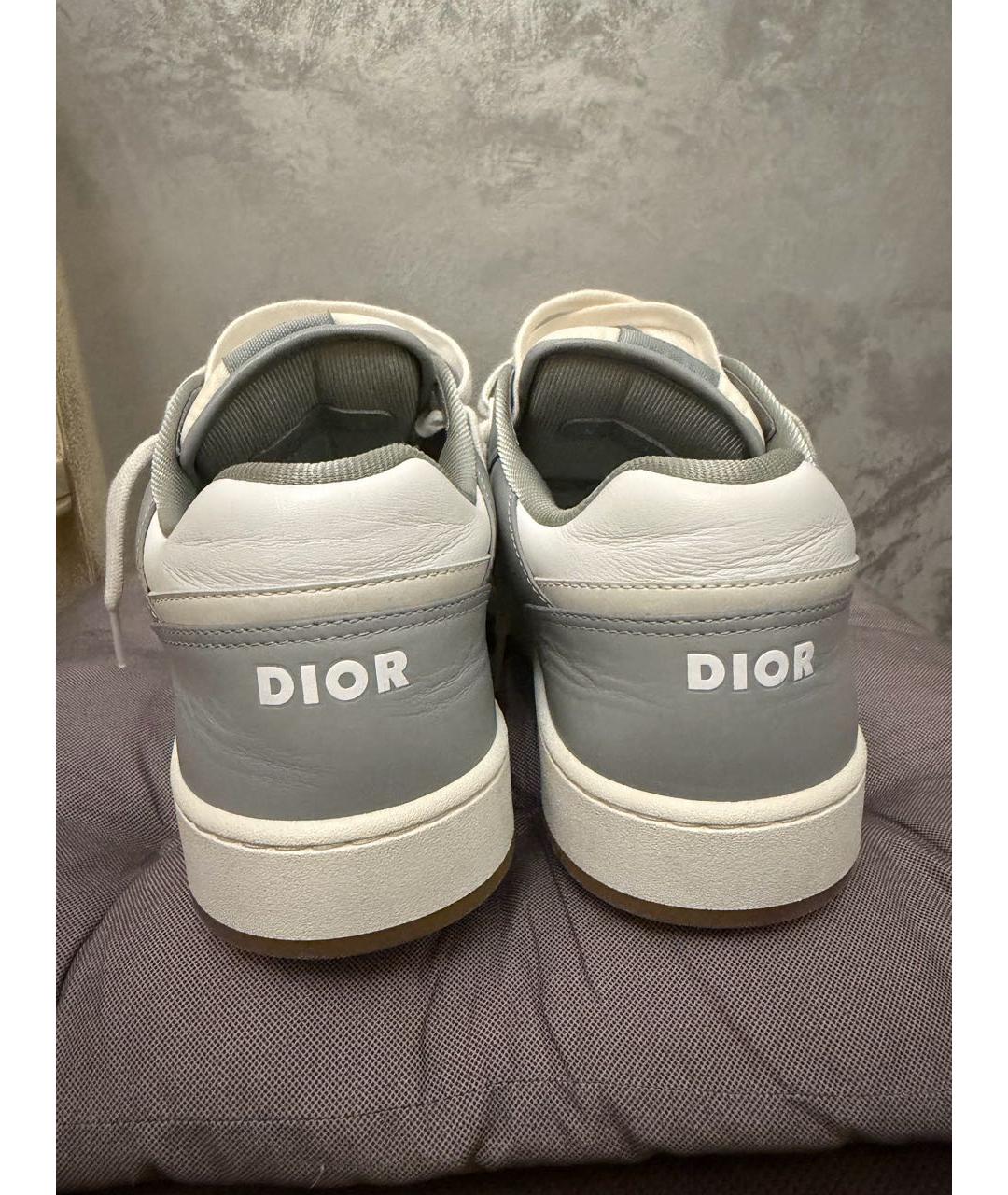 CHRISTIAN DIOR Серые кожаные низкие кроссовки / кеды, фото 4