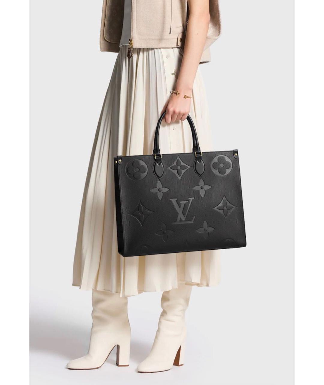 LOUIS VUITTON Черная кожаная сумка тоут, фото 9
