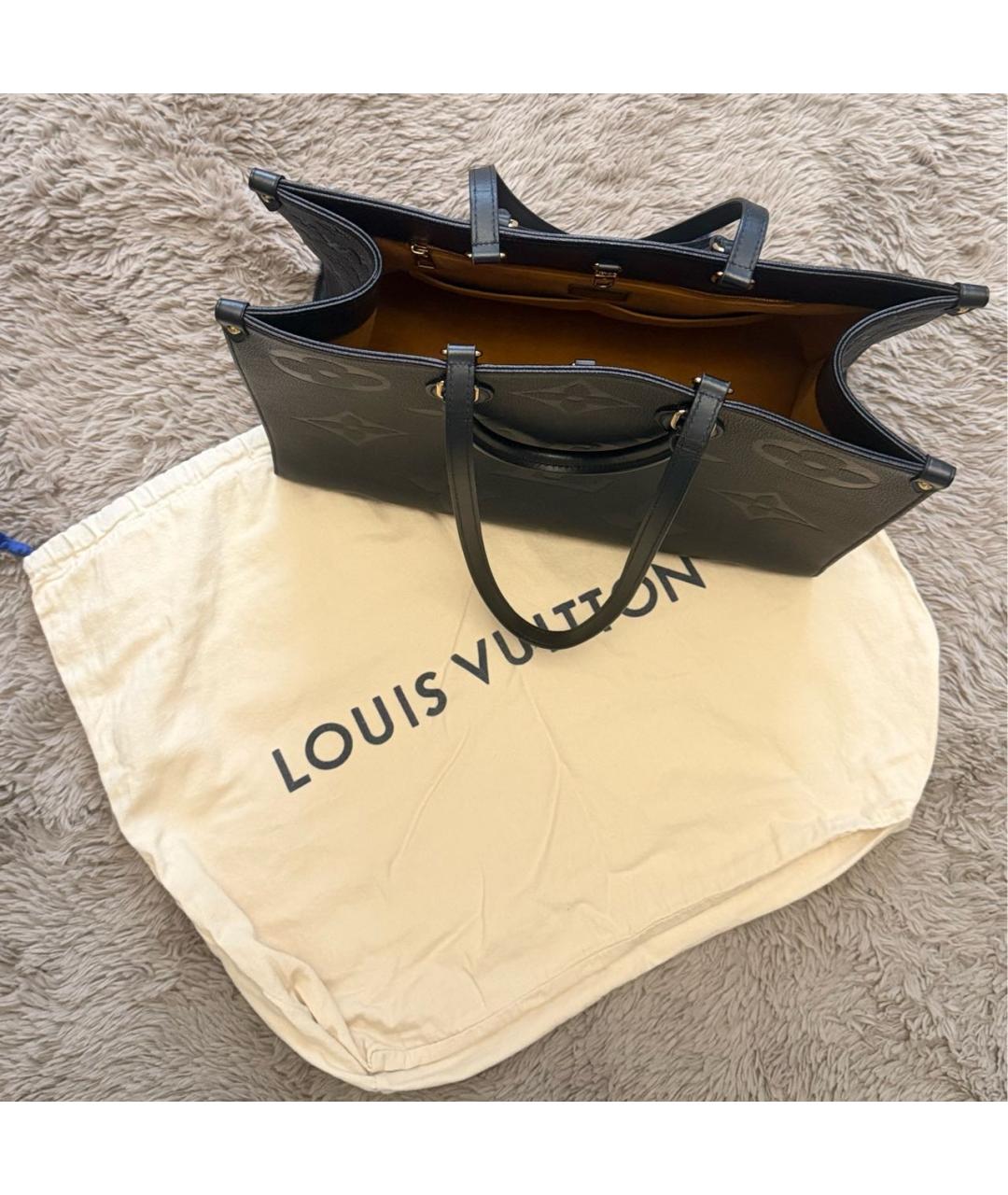 LOUIS VUITTON Черная кожаная сумка тоут, фото 2