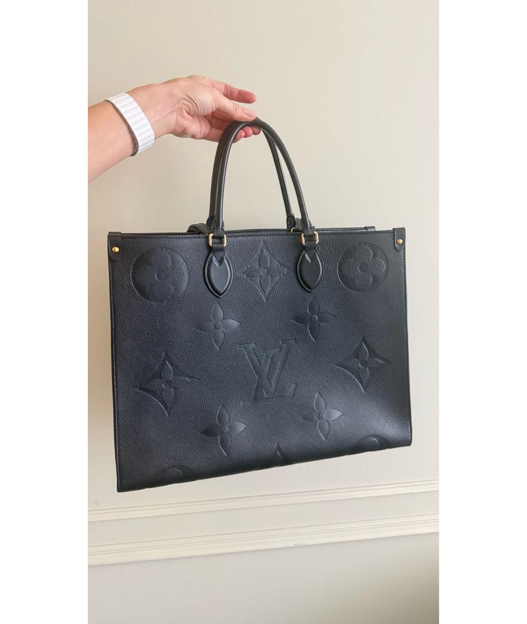 LOUIS VUITTON Черная кожаная сумка тоут, фото 3