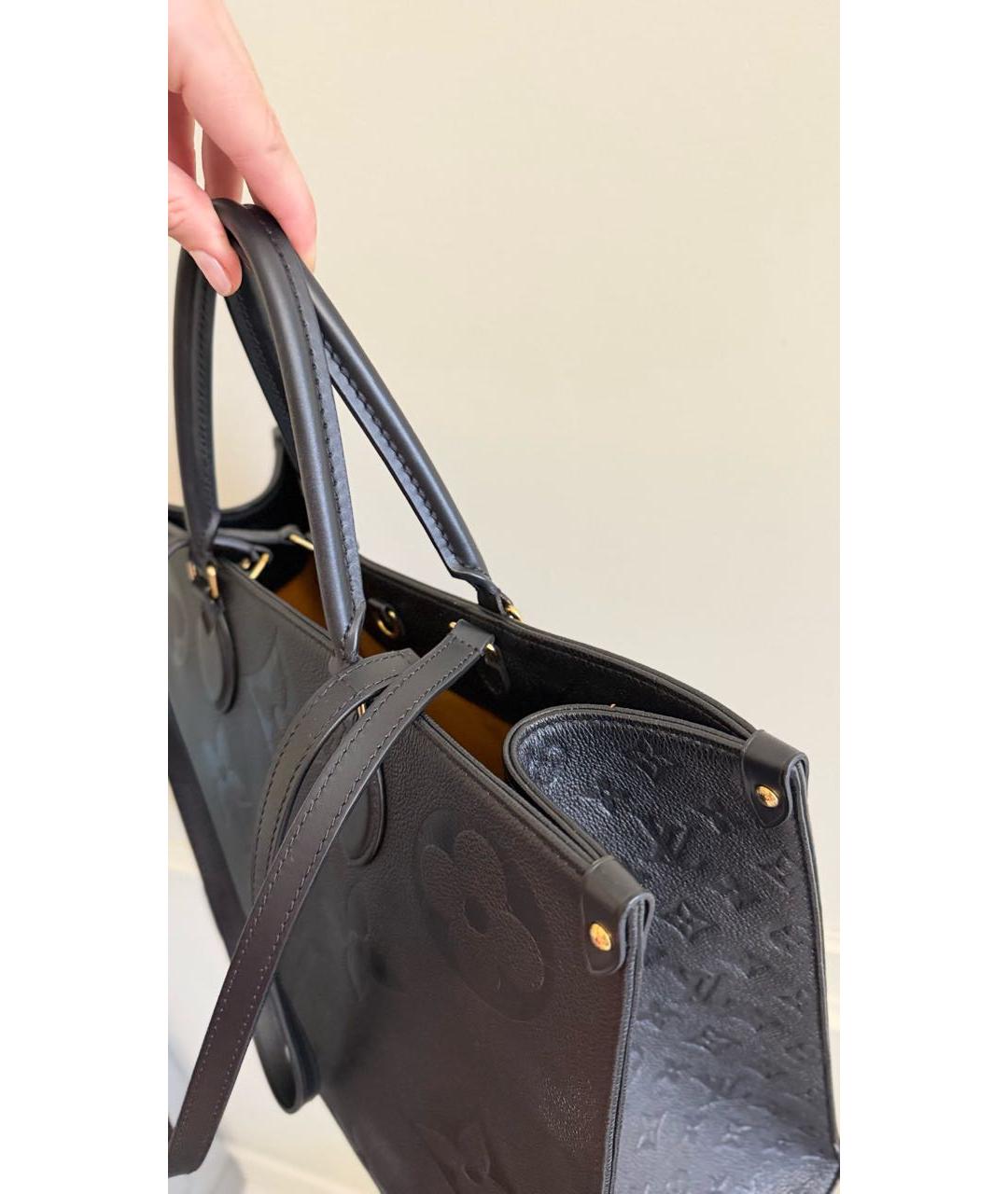 LOUIS VUITTON Черная кожаная сумка тоут, фото 7