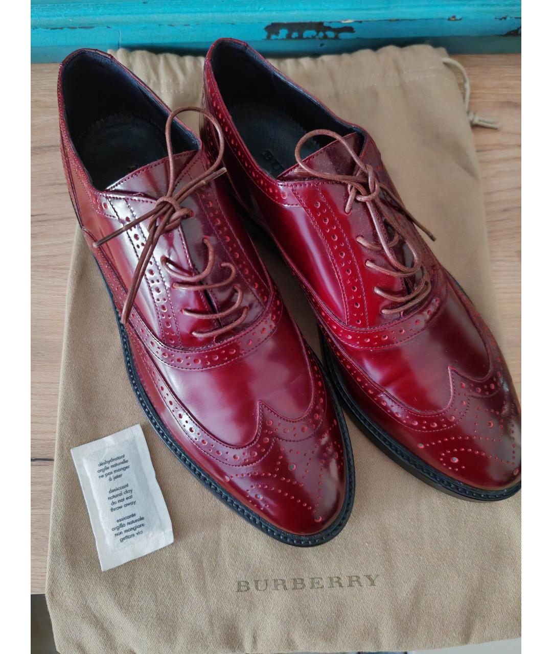 BURBERRY Бордовые брогги и оксфорды из лакированной кожи, фото 3