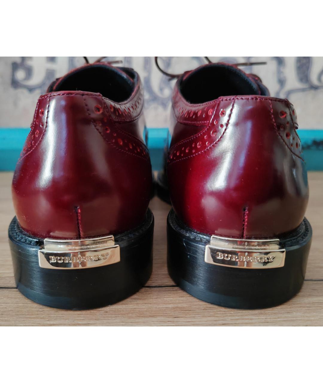BURBERRY Бордовые брогги и оксфорды из лакированной кожи, фото 4