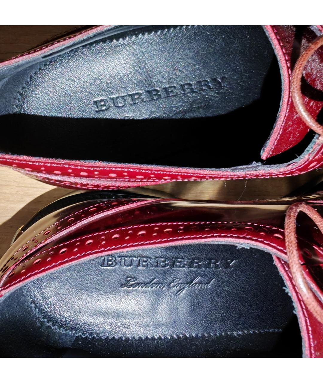BURBERRY Бордовые брогги и оксфорды из лакированной кожи, фото 9