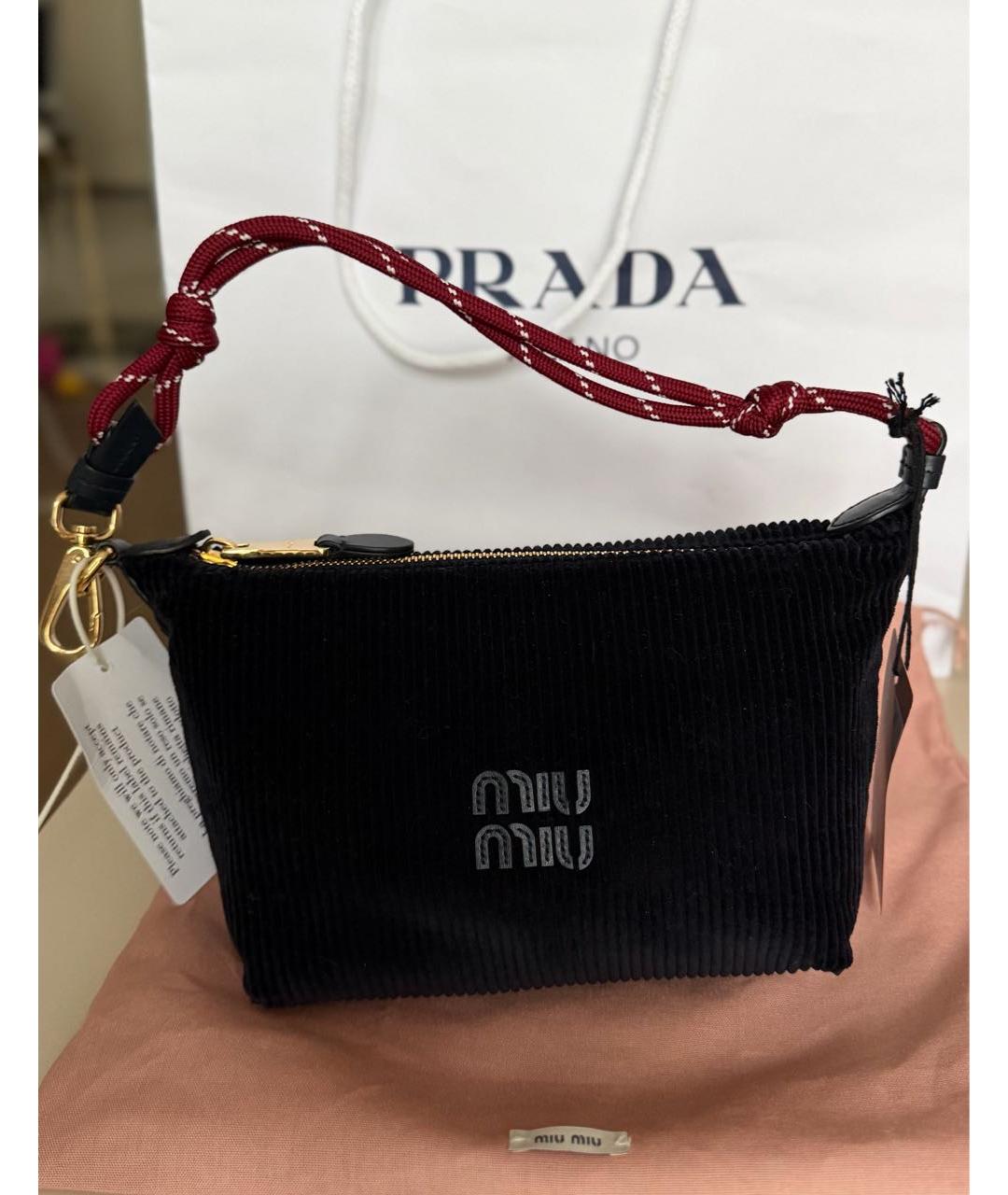 MIU MIU Темно-синяя бархатная сумка с короткими ручками, фото 2