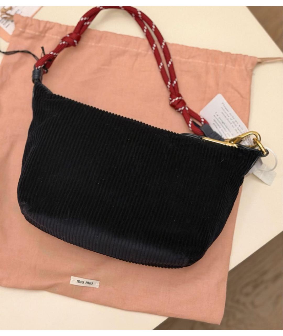 MIU MIU Темно-синяя бархатная сумка с короткими ручками, фото 6