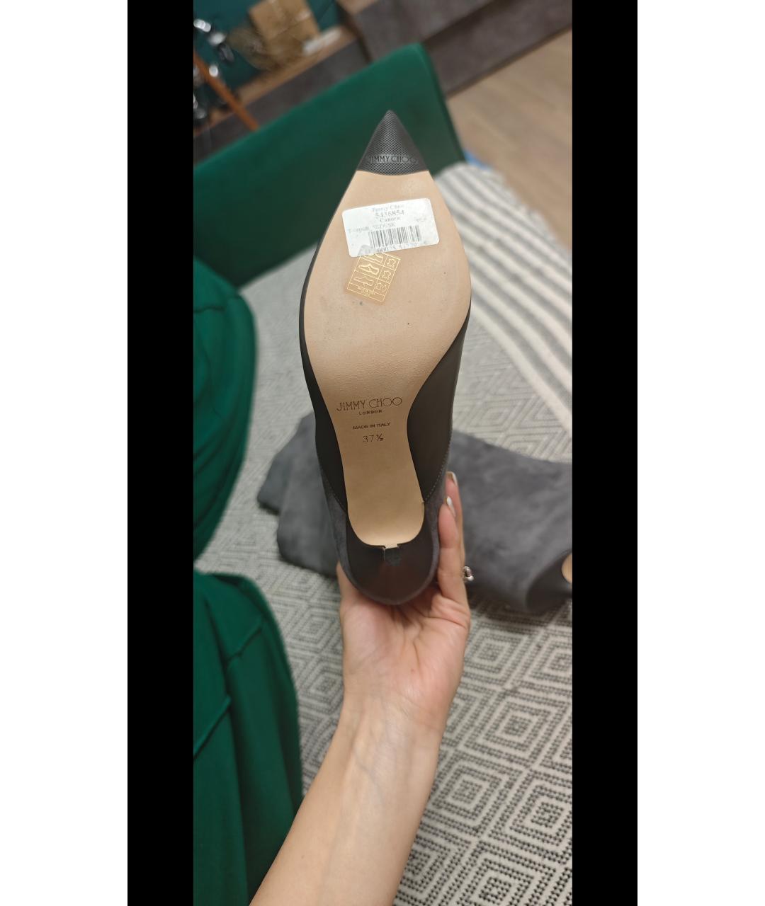 JIMMY CHOO Серые кожаные сапоги, фото 4
