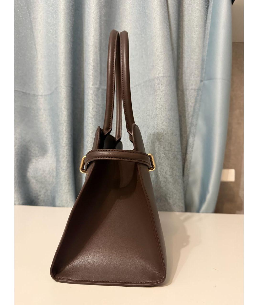 FURLA Коричневая кожаная сумка с короткими ручками, фото 2