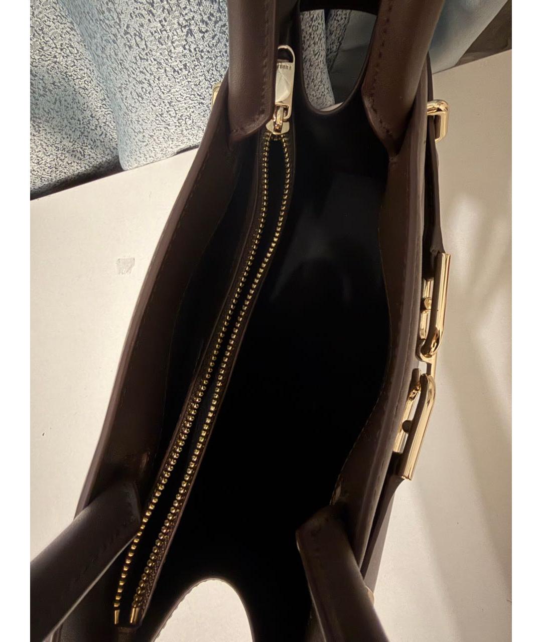 FURLA Коричневая кожаная сумка с короткими ручками, фото 4