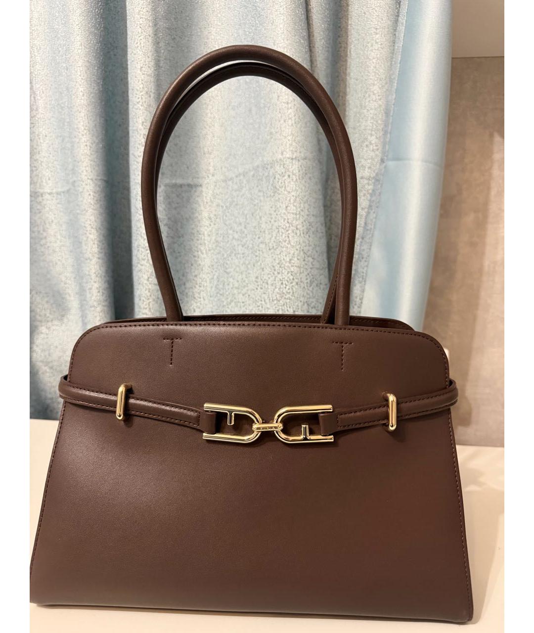 FURLA Коричневая кожаная сумка с короткими ручками, фото 5