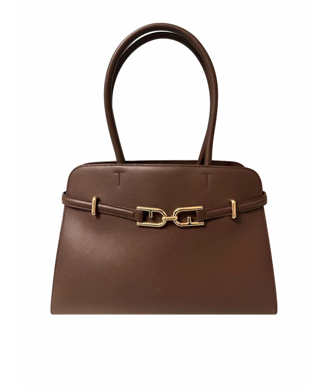 FURLA Коричневая кожаная сумка с короткими ручками, фото 1
