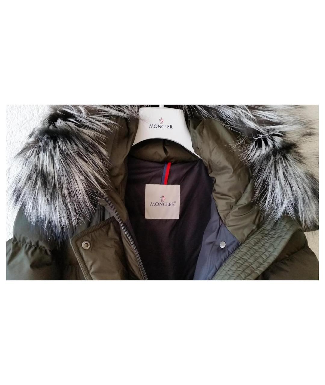MONCLER Хаки нейлоновый пуховик, фото 3