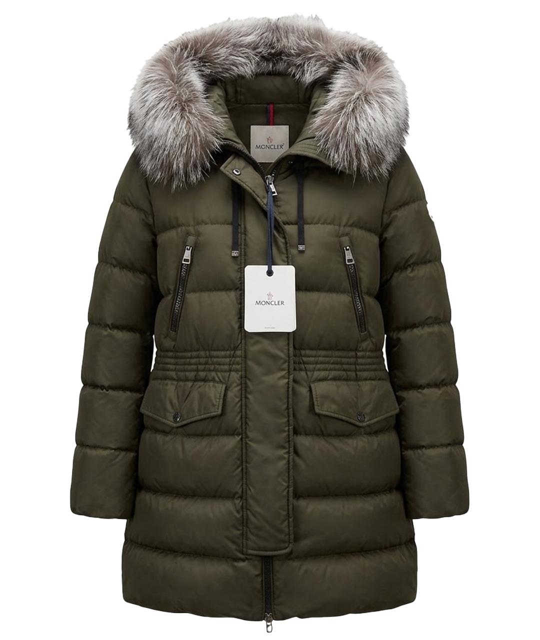 MONCLER Хаки нейлоновый пуховик, фото 1