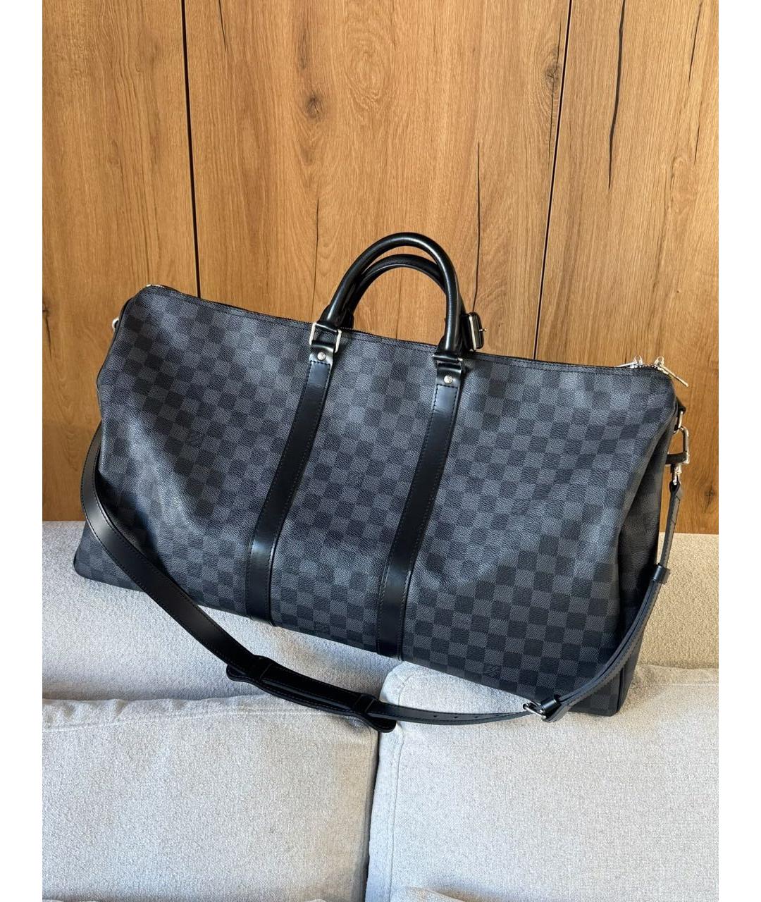 LOUIS VUITTON Серая дорожная/спортивная сумка из канвы, фото 3