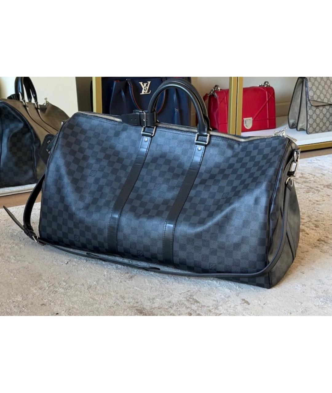 LOUIS VUITTON Серая дорожная/спортивная сумка из канвы, фото 2