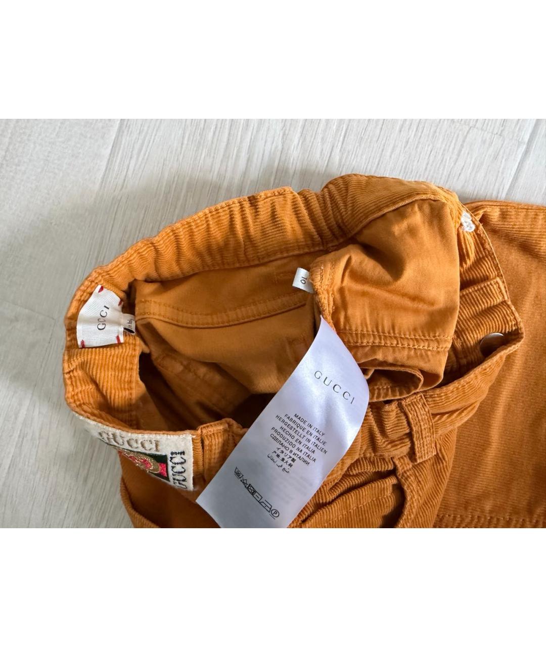 GUCCI KIDS Горчичные хлопковые брюки и шорты, фото 3