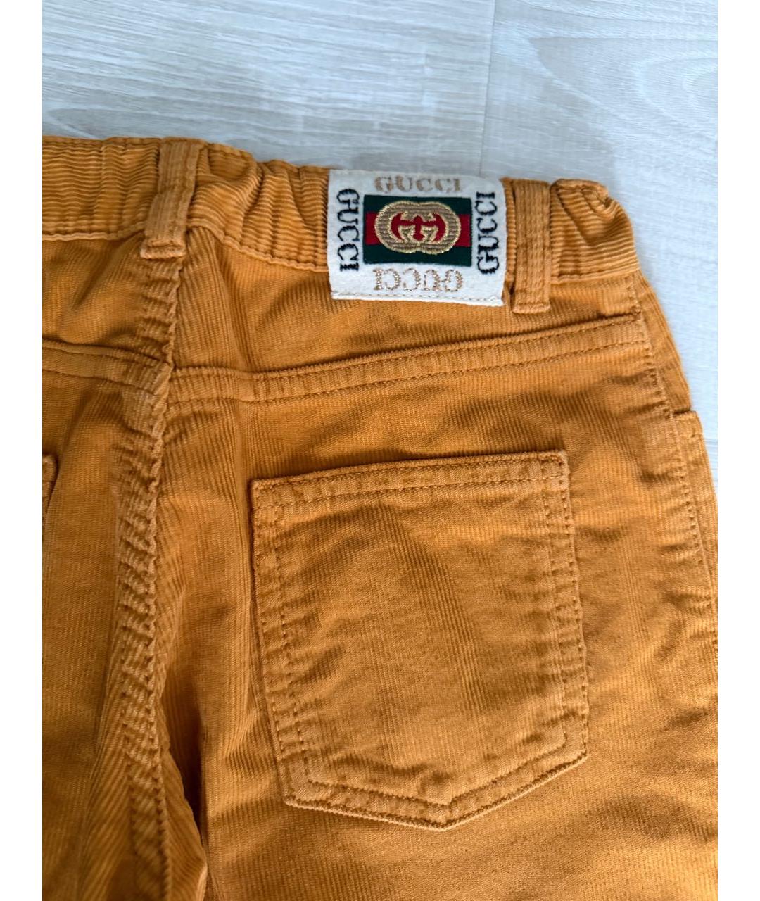 GUCCI KIDS Горчичные хлопковые брюки и шорты, фото 4