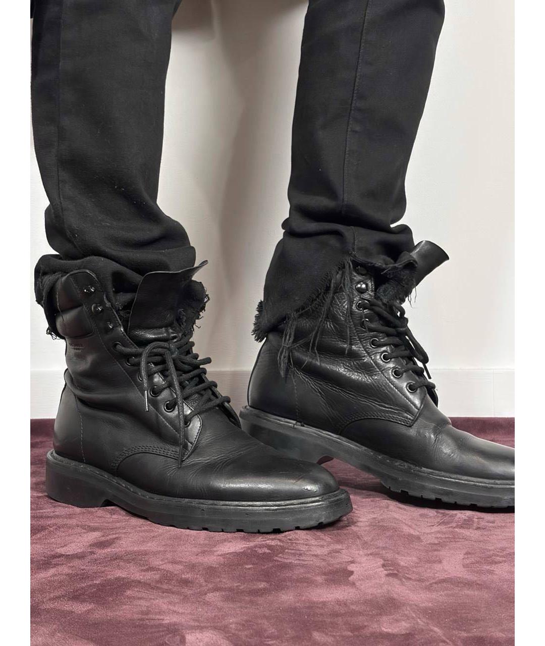 SAINT LAURENT Черные кожаные высокие ботинки, фото 2