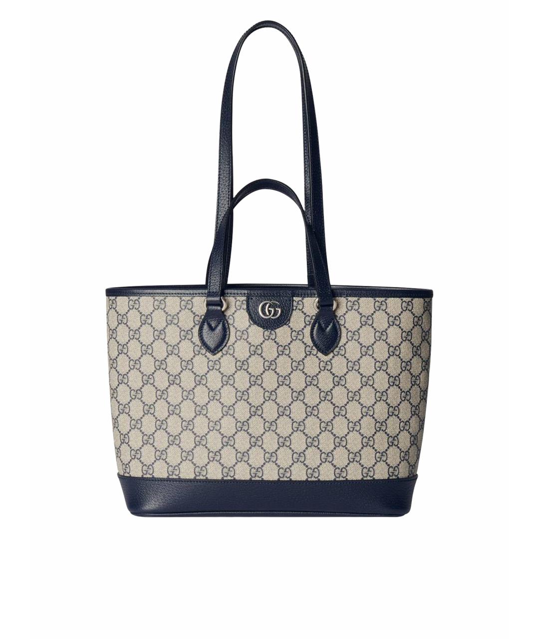 GUCCI Темно-синяя сумка тоут из канвы, фото 1