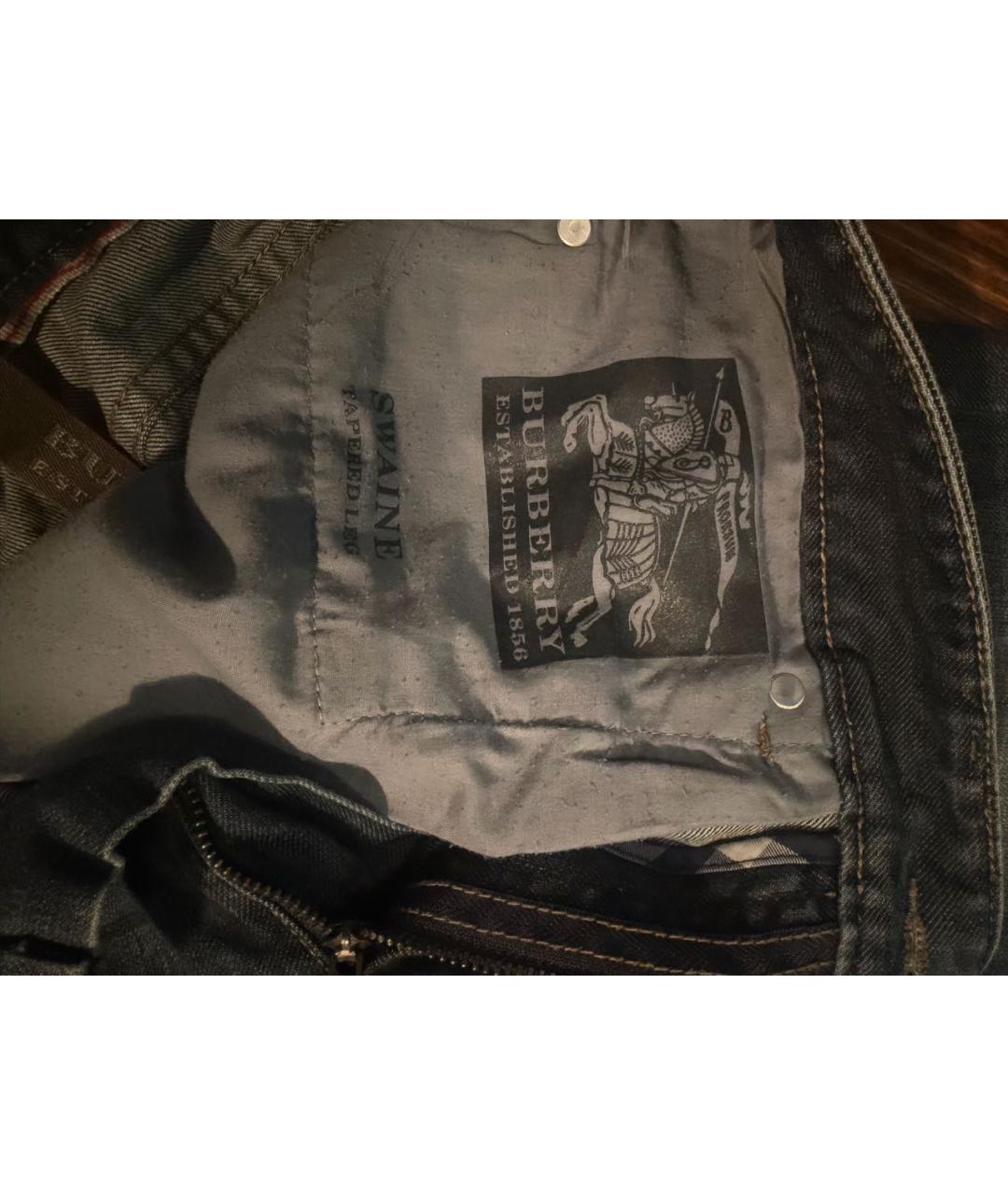 BURBERRY Темно-синие хлопковые прямые джинсы, фото 5