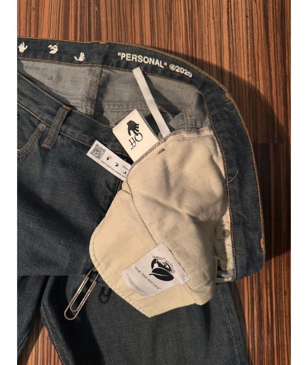 OFF-WHITE Темно-синие хлопковые джинсы, фото 3