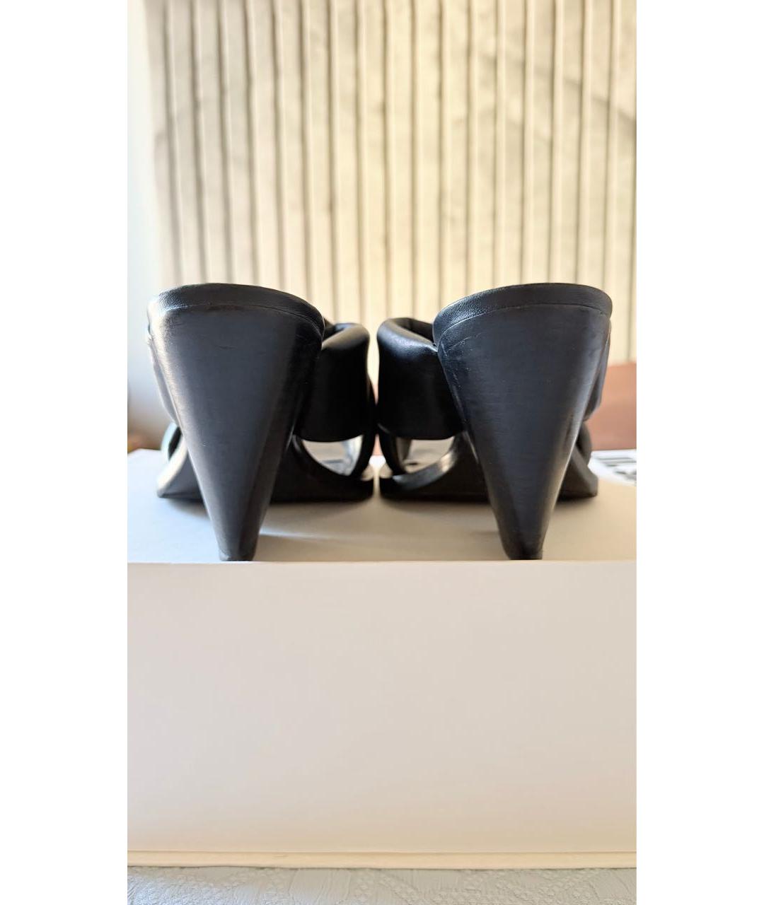 JIL SANDER Черные кожаные мюли, фото 3