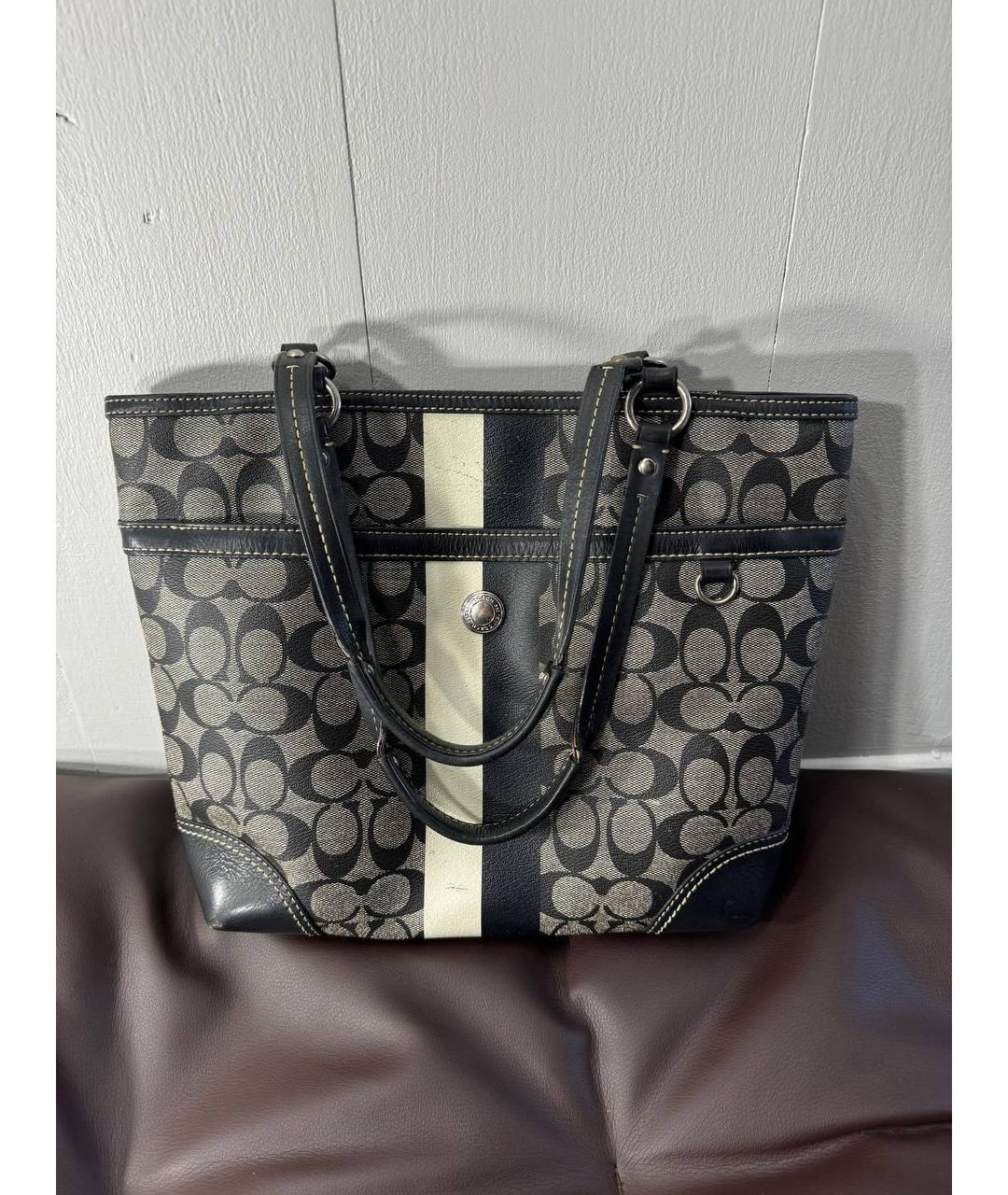 COACH Черная кожаная сумка тоут, фото 11