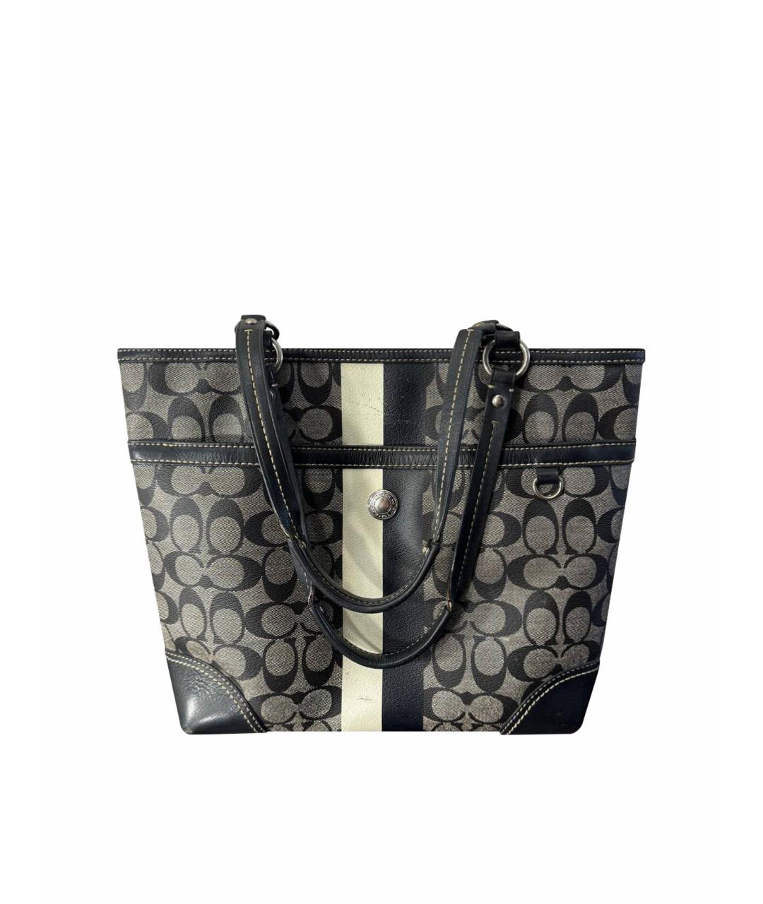 COACH Черная кожаная сумка тоут, фото 1