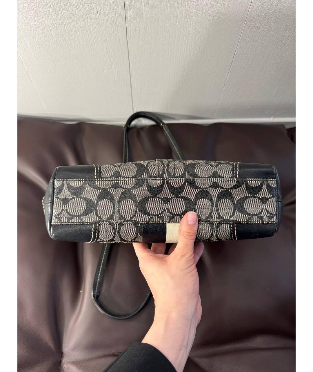 COACH Черная кожаная сумка тоут, фото 10