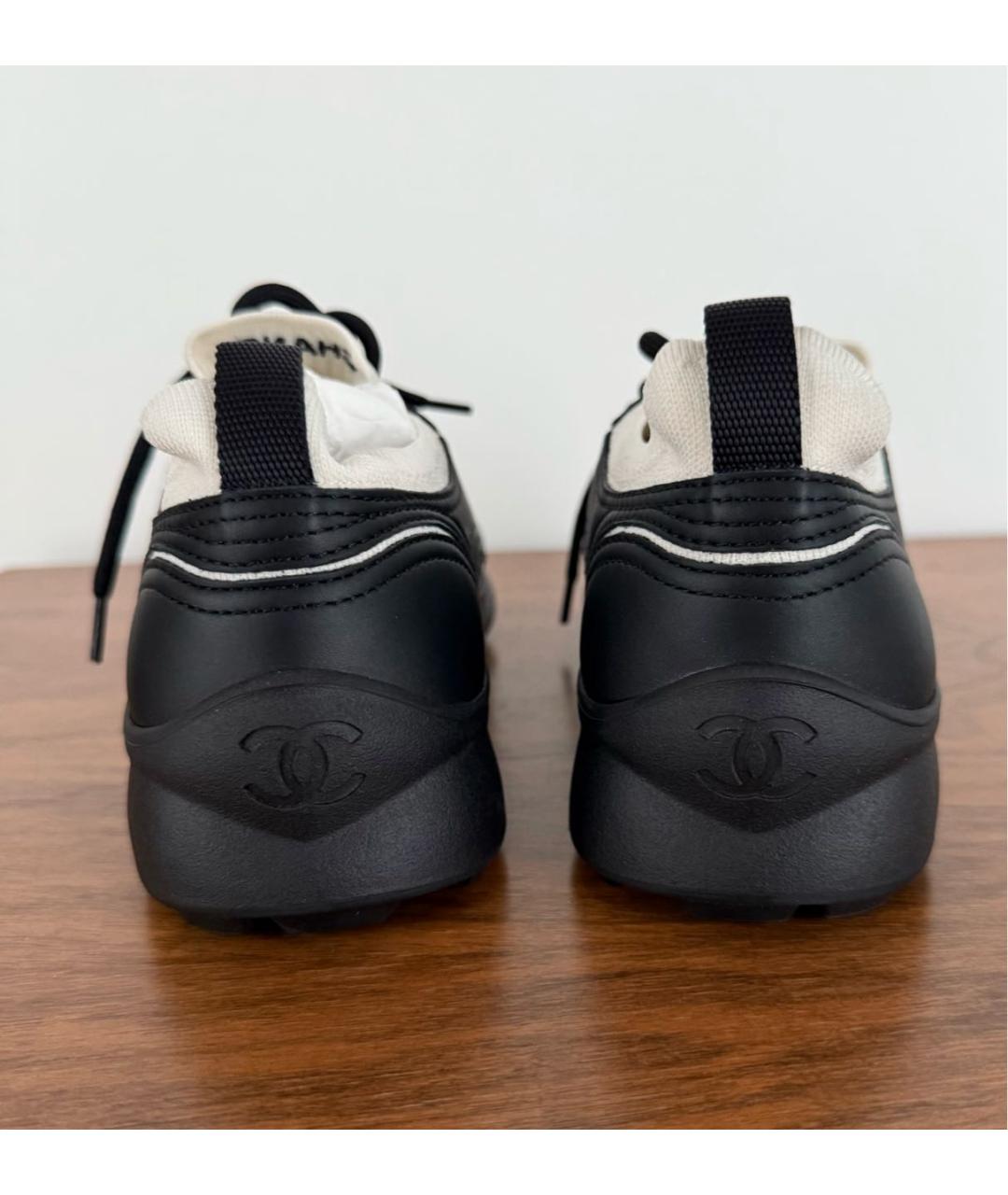 CHANEL Черные кожаные кроссовки, фото 4