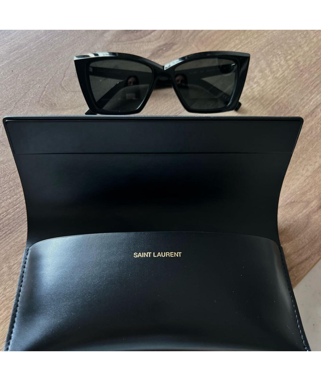 SAINT LAURENT Черные пластиковые солнцезащитные очки, фото 4