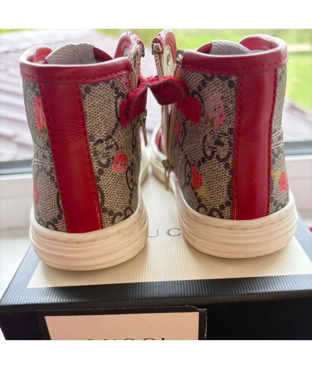 GUCCI Красные кожаные кеды, фото 4
