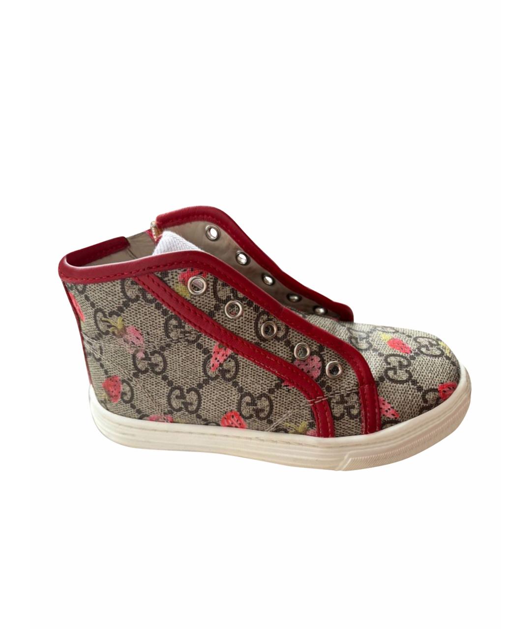GUCCI Красные кожаные кеды, фото 1