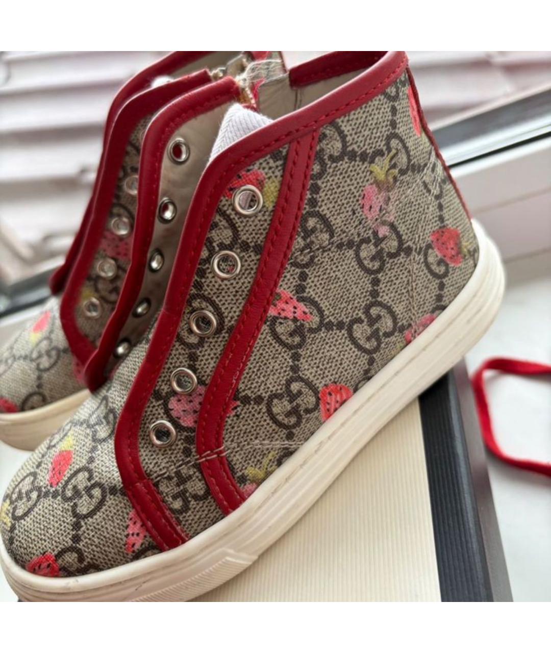 GUCCI Красные кожаные кеды, фото 5