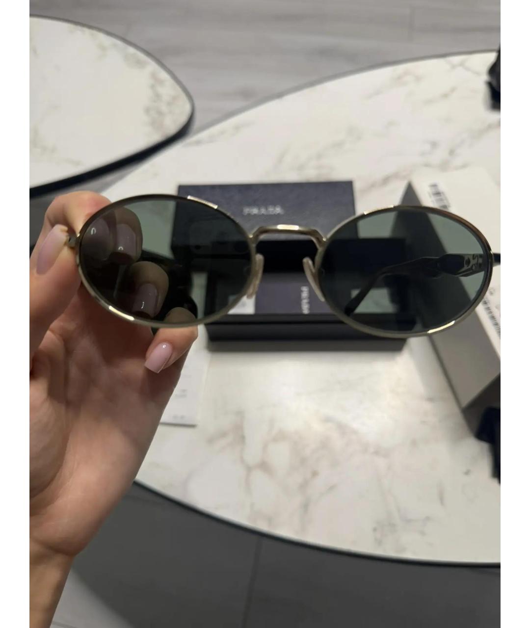PRADA Зеленые металлические солнцезащитные очки, фото 6