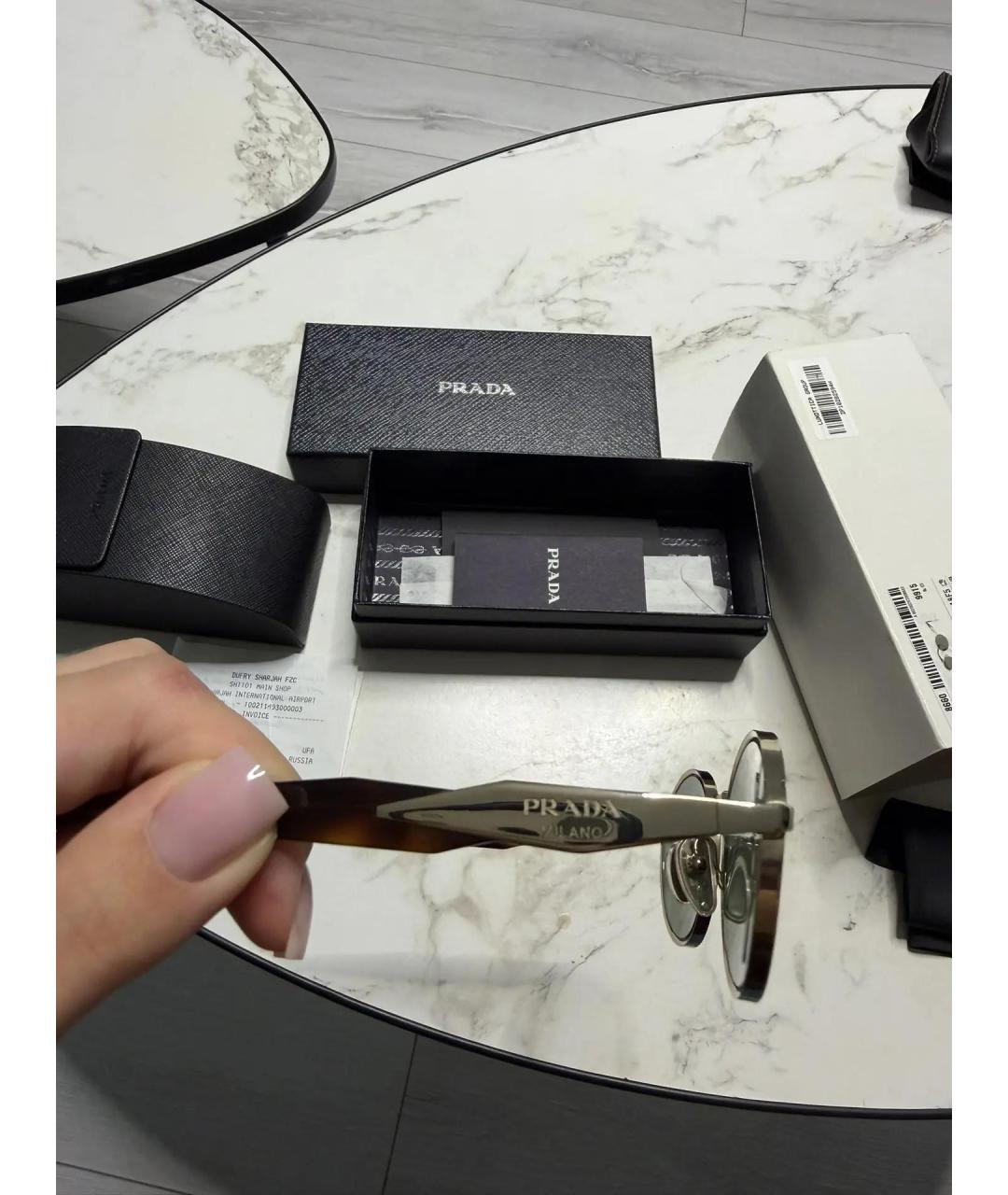PRADA Зеленые металлические солнцезащитные очки, фото 2