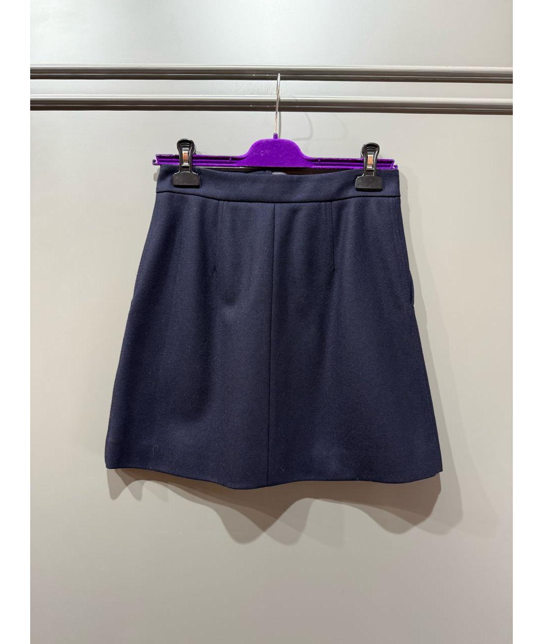 ACNE STUDIOS Темно-синяя шерстяная юбка мини, фото 2