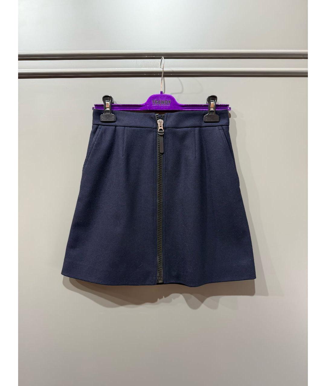 ACNE STUDIOS Темно-синяя шерстяная юбка мини, фото 6