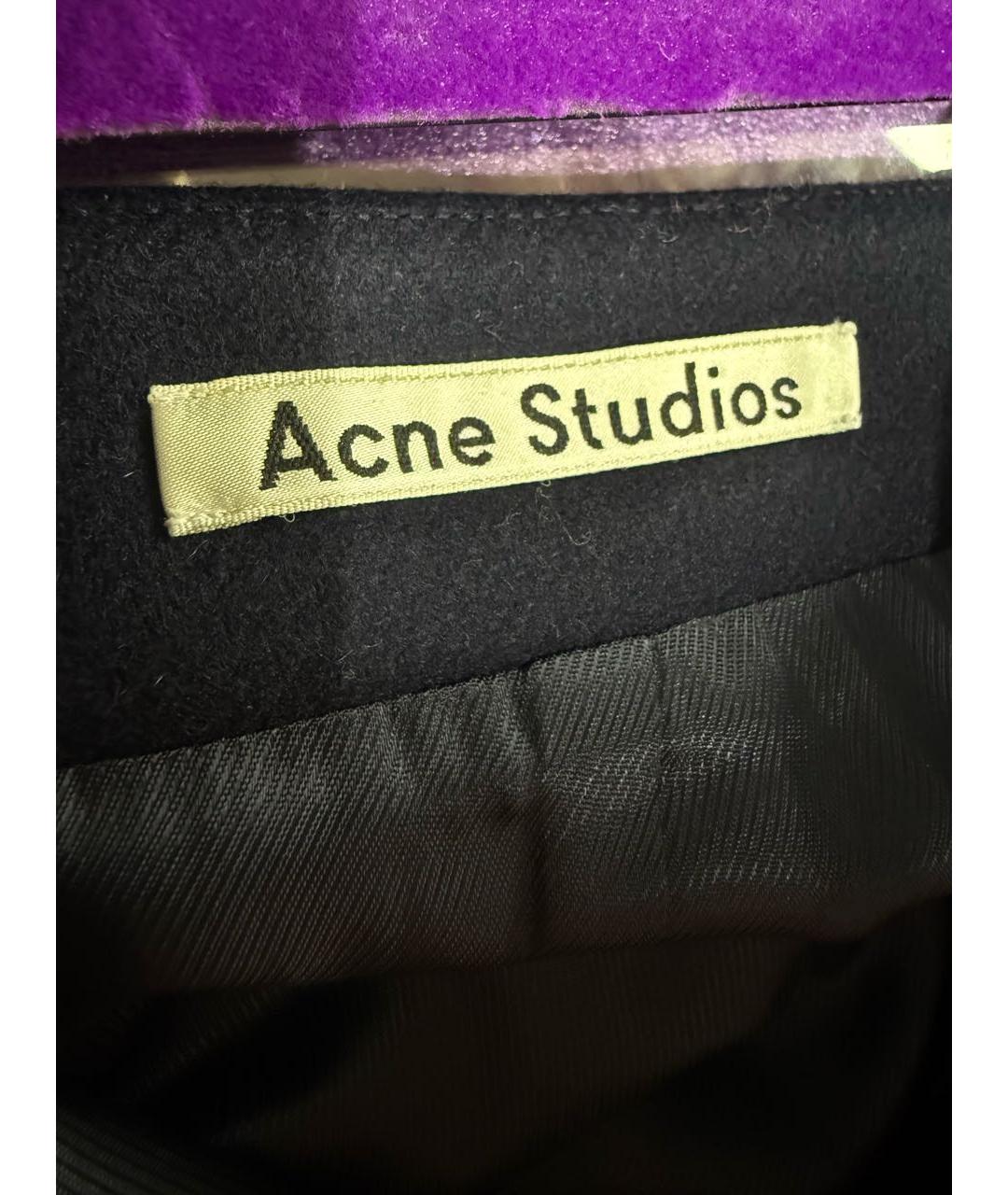 ACNE STUDIOS Темно-синяя шерстяная юбка мини, фото 5