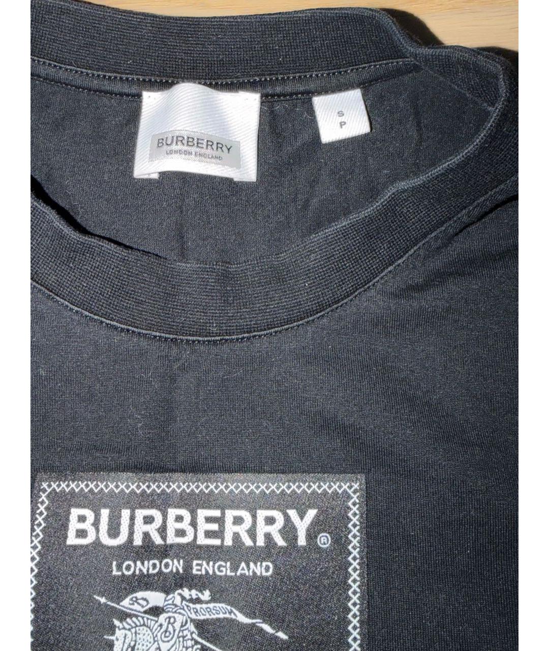 BURBERRY Черная хлопковая футболка, фото 3