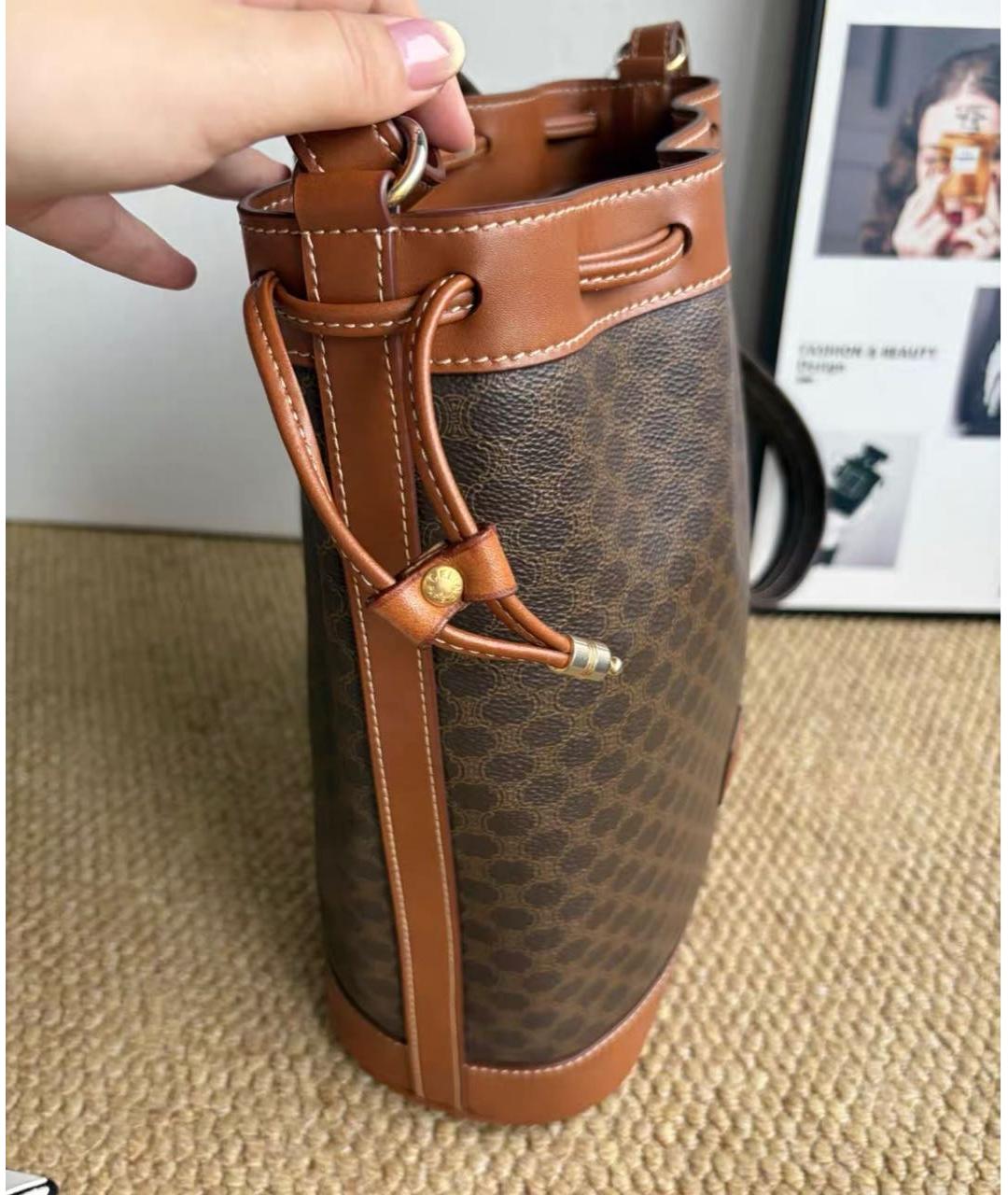 CELINE Коричневая кожаная сумка через плечо, фото 2