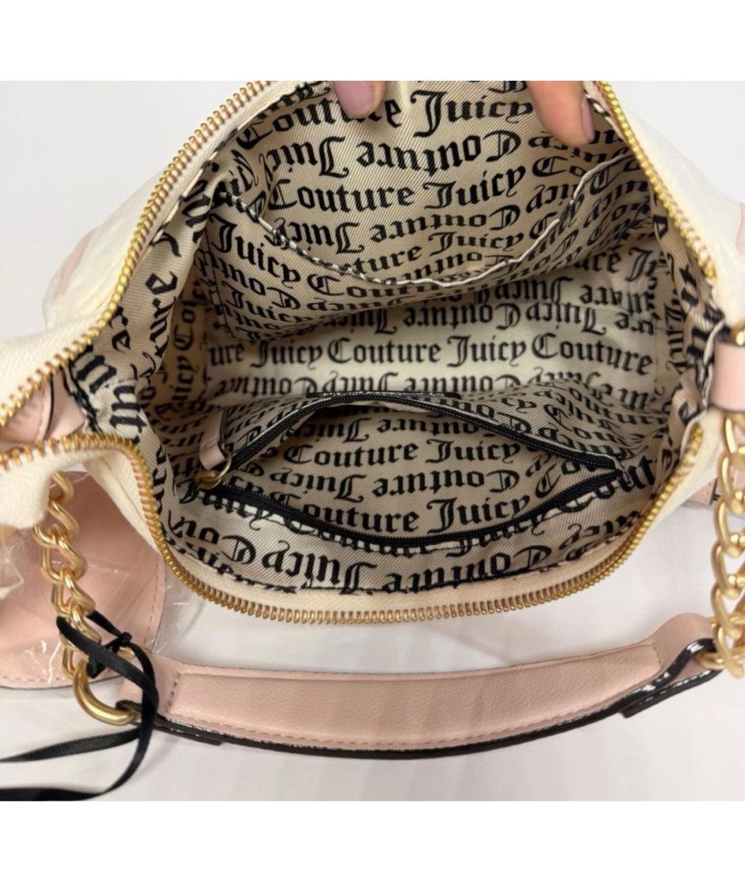 JUICY COUTURE Бежевая бархатная сумка через плечо, фото 4