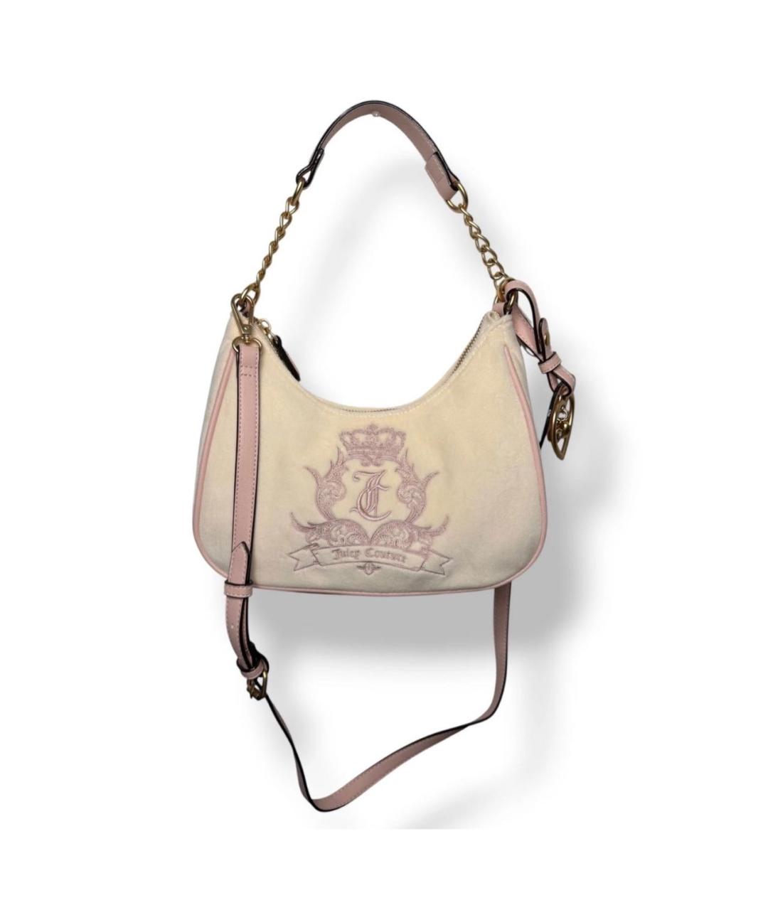 JUICY COUTURE Бежевая бархатная сумка через плечо, фото 5