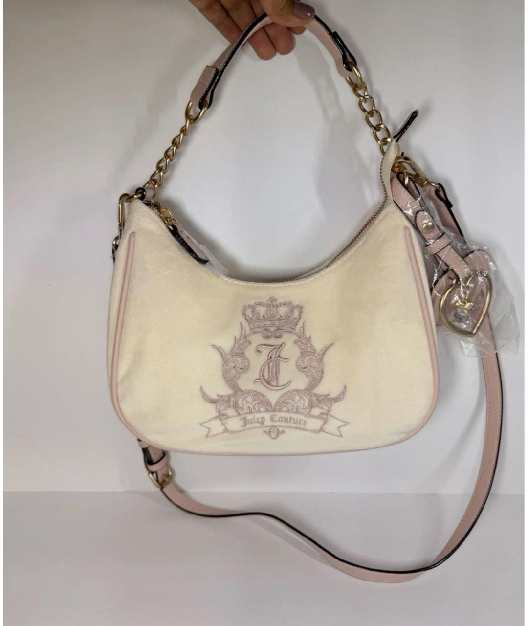 JUICY COUTURE Бежевая бархатная сумка через плечо, фото 2