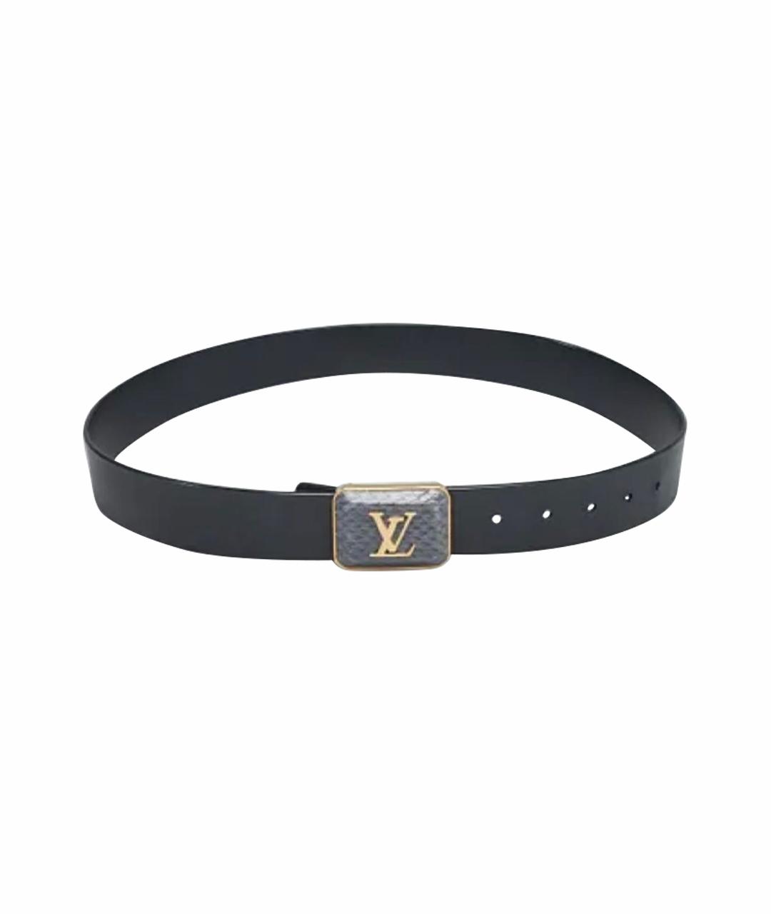 LOUIS VUITTON Черный ремень из кожи питона, фото 1