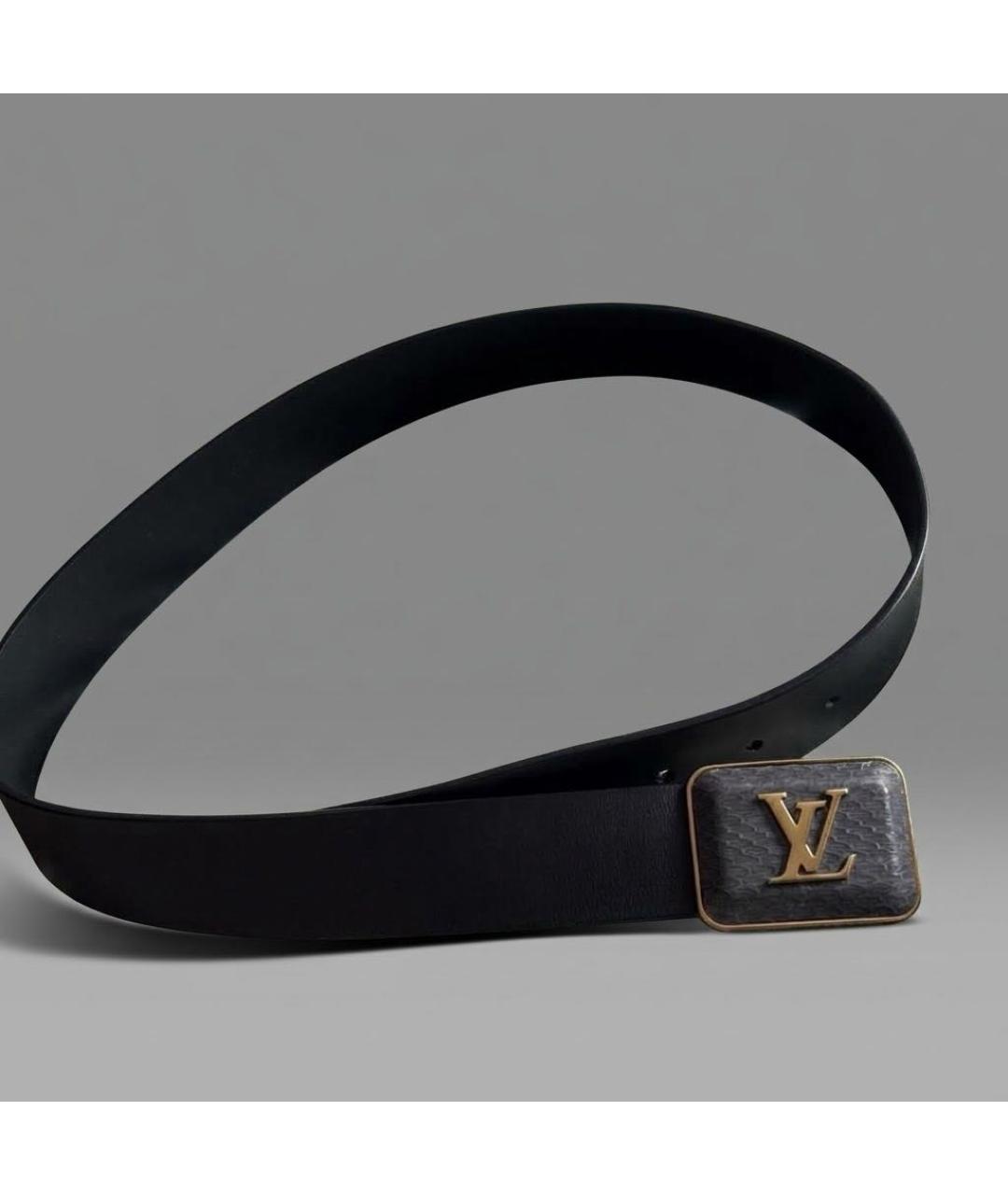 LOUIS VUITTON Черный ремень из кожи питона, фото 4