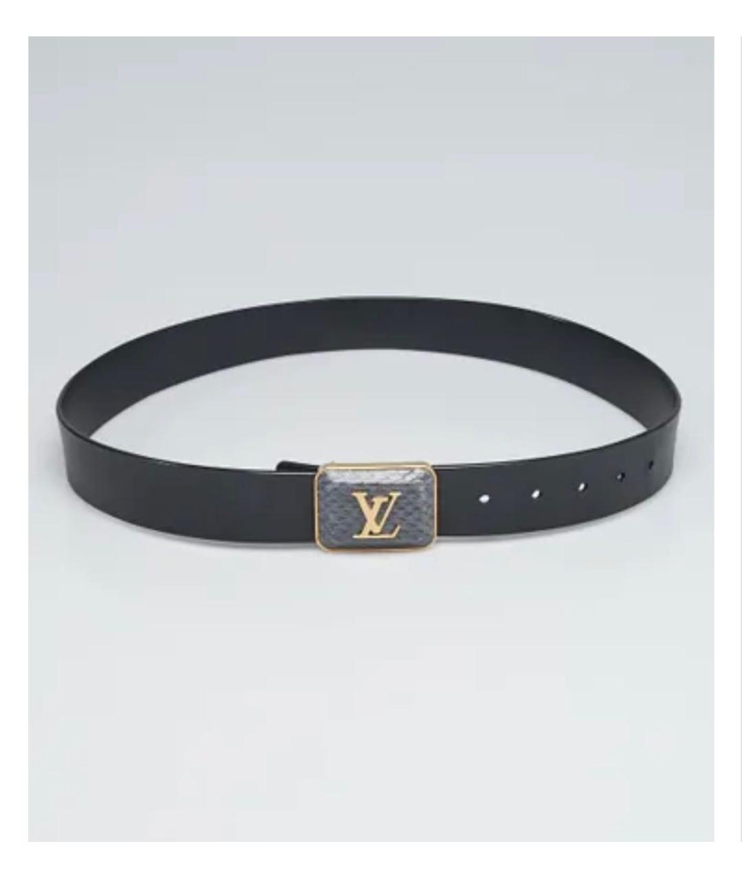 LOUIS VUITTON Черный ремень из кожи питона, фото 8