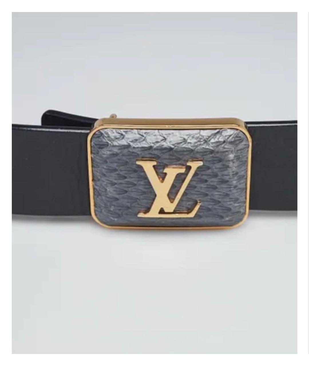 LOUIS VUITTON Черный ремень из кожи питона, фото 2