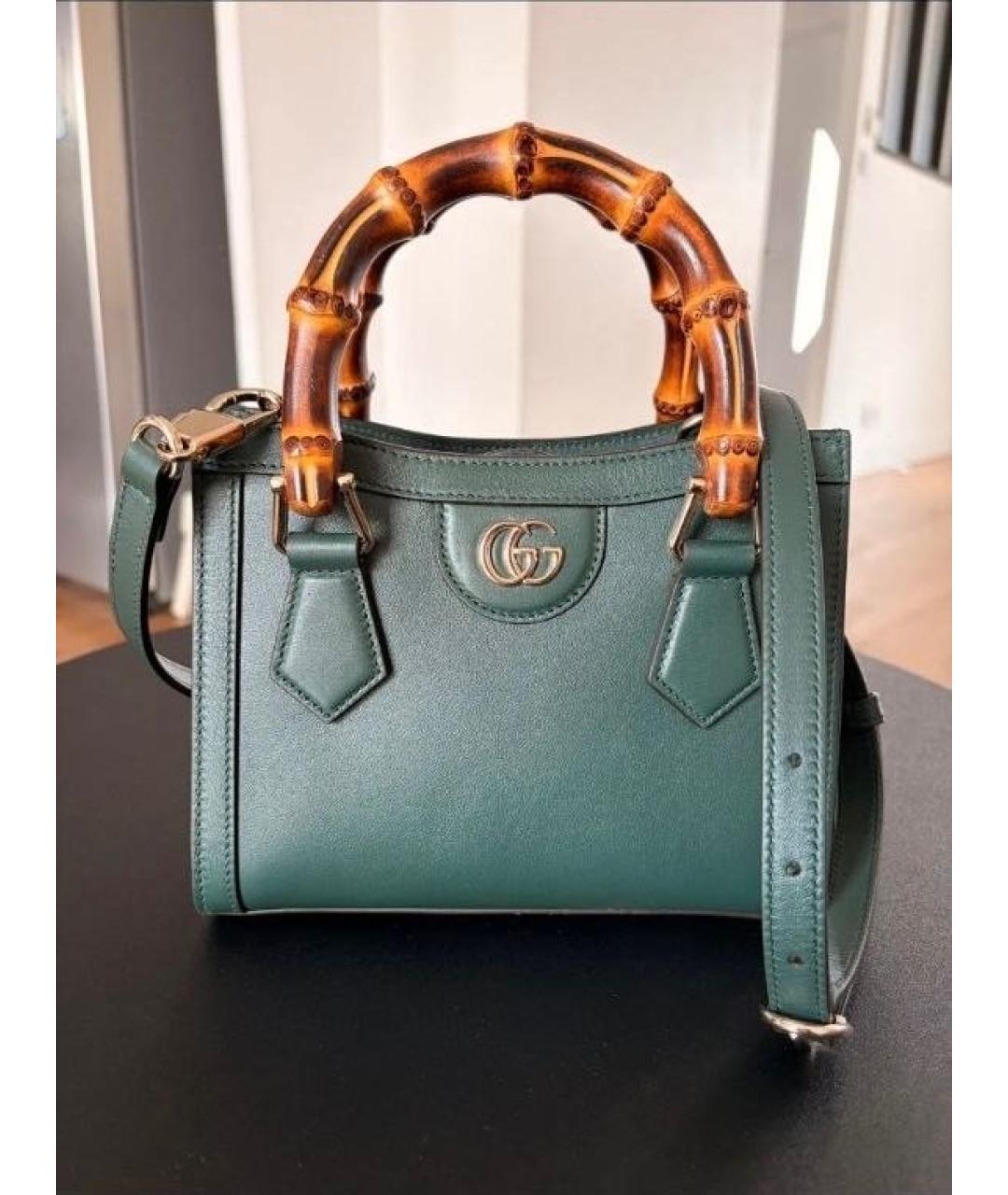GUCCI Зеленая кожаная сумка с короткими ручками, фото 6